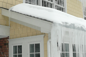 Ice dam on dhed roof